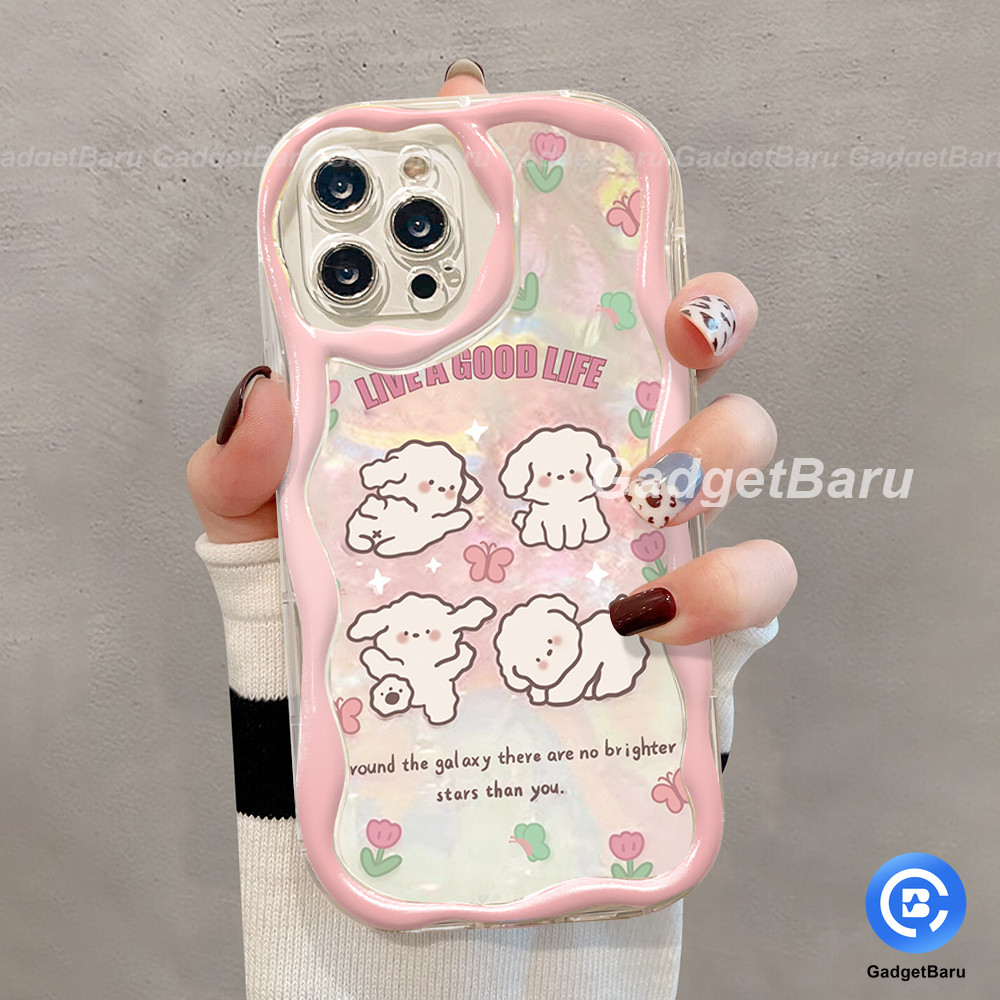 MERAH เคสโทรศัพท์ป้องกันกรณีโรแมนติกคู่สาวกระต่ายสีชมพูการ์ตูนที่เหมาะสมความงามสีชมพูน่ารักสําหรับ I