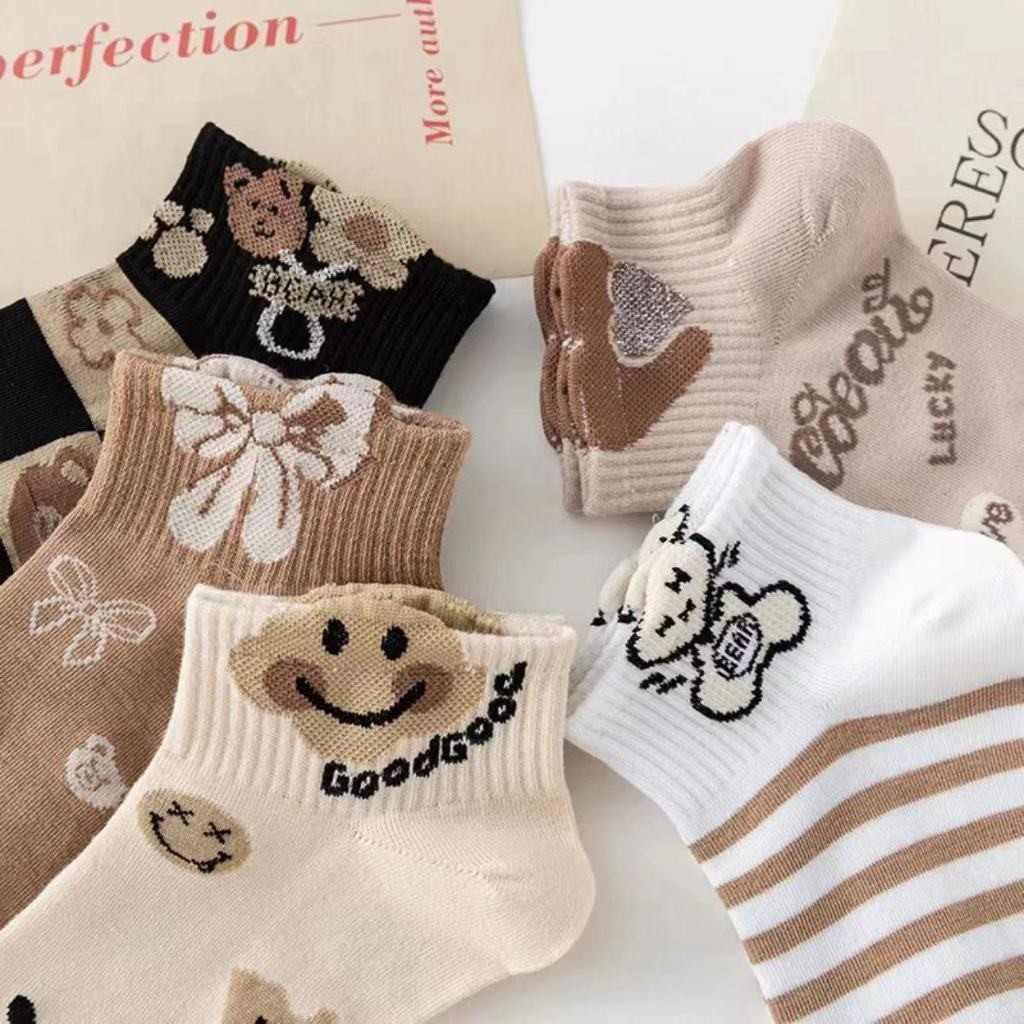 SY SHOP ถุงเท้าข้อสั้น (5ลาย/10คู่) ถุงเท้าแฟชั่นเกาหลี เนื้อผ้านุ่มงานถักอย่างดี ลายยิ้ม NO.B73 - รูปที่ 6
