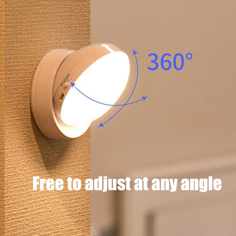 YTL 360 ° หมุนโดยพลการ ไฟเซ็นเซอร์ โคมไฟหัวเตียง โคมไฟ ไฟกลางคืน ไฟติดห้องนอน LED light ชาร์จ USB แบบพกพา