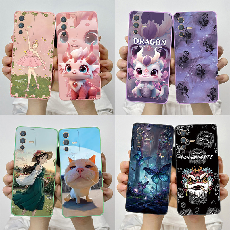 สําหรับ Vivo V23 5G กรณี V2130 V2303 ซิลิโคนนุ่ม TPU ป้องกันปกหลัง VivoV23 ทาสีการพิมพ์กันกระแทกเคสโทรศัพท์ Shell