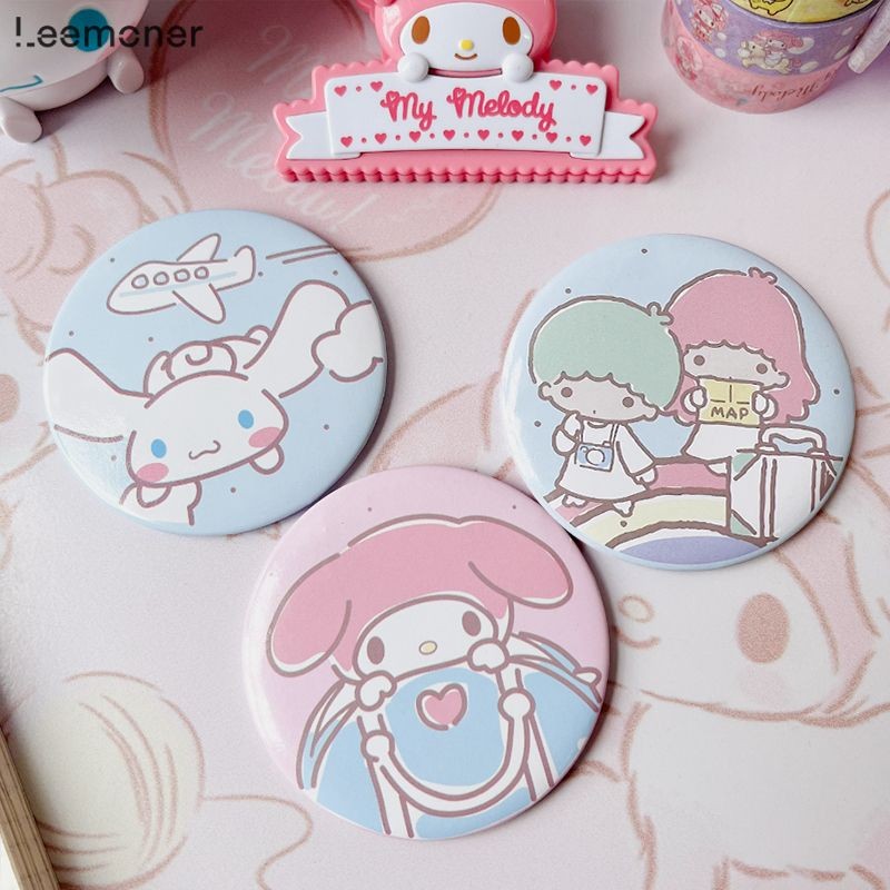 [Lemon]กระจกการ์ตูนซันริโอพกพาสร้างสรรค์กระจกทรงกลมขนาดเล็กลายเมโลดี้เกิร์ลหัวใจกระจกขนาดเล็ก-LN