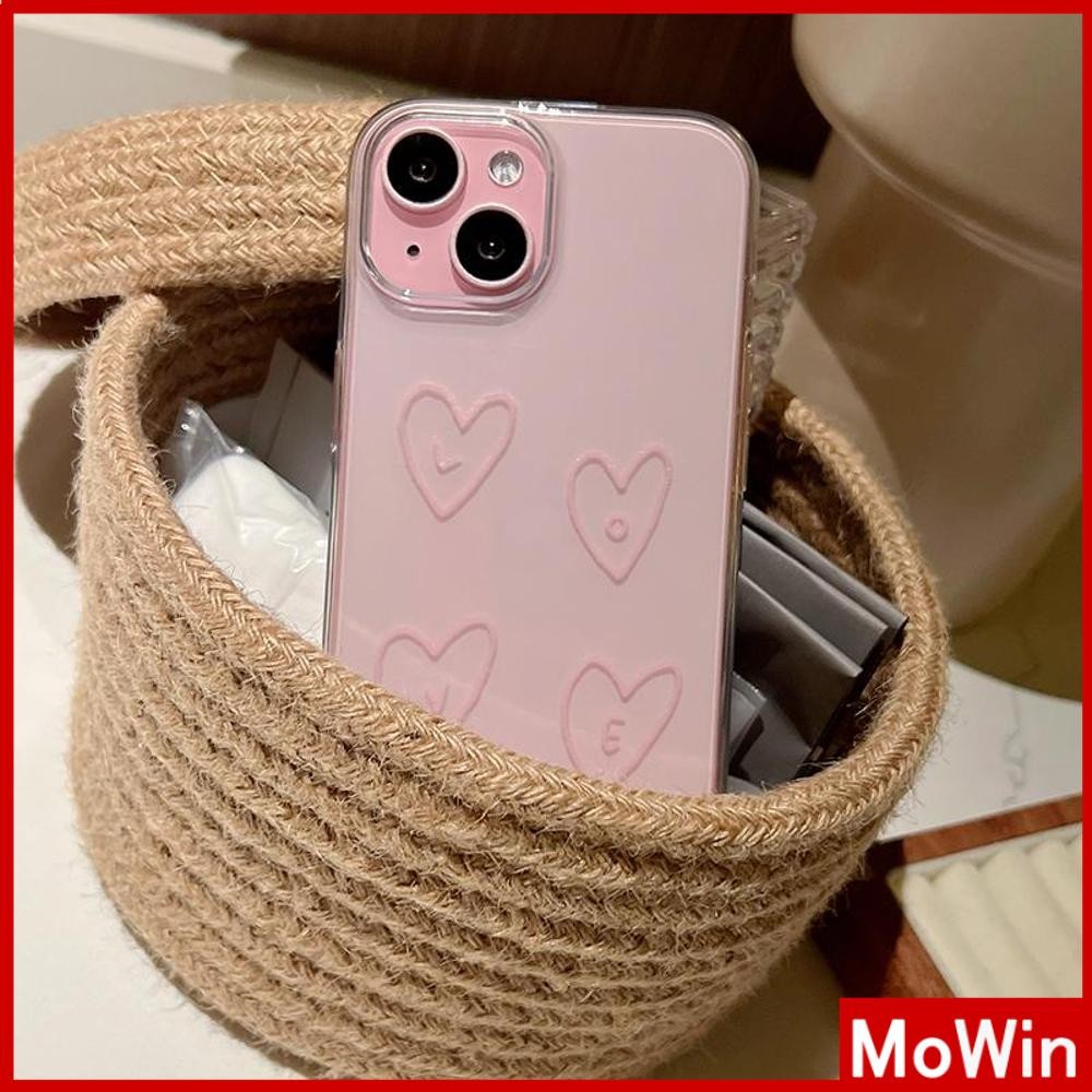 Mowin - เคส iPhone 15 Pro Max iPhone 11 เคสใส TPU นิ่ม น่ารัก สวยงาม สีชมพู หัวใจรัก iPhone 14 Pro max iPhone 13 Pro Max iPhone 12 11 XR XS 7Plus 8 Plus Max XS XR