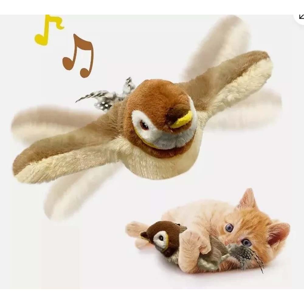 Electronic Interactive Flying Bird Cat Toy Hanging Pet Flapping Wings Sparrow Stuffed Toys