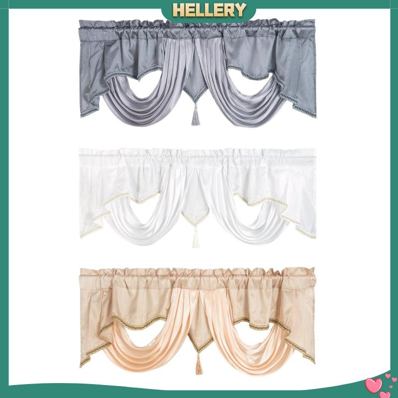 [HelleryPH] Rod Pocket Curtain Valance Boho พร้อมพู่ตกแต่ง Blackout Valance สั้น