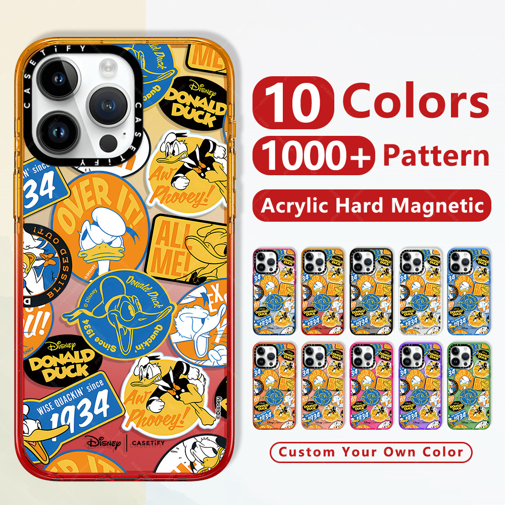 แฟชั่นกันกระแทกใสแข็งใสไอโฟนแม่เหล็กชาร์จได้caseเคสดิสนีย์ การ์ตูนโดนัลด์ดั๊ก Stickermania สําหรับ Iphone 16 12 14 Pro 15 Pro Max 13 14 Plusหรูหราคุณภาพสูงยี่ห้อป้องกันสีเหลืองฝาปิดใสขอบเรียบแข็งปกป้องโทรศัพท์มือถืออุปกรณ์เสริมสำหรับ Tify