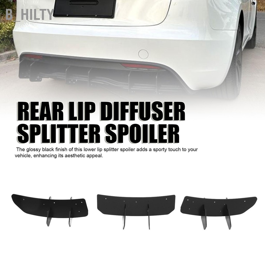 B_HILTY ด้านหลังกันชนลิปDiffuserสปอยเลอร์Glossy Black Sporty Look Lip Splitter ProtectorสำหรับTeslaรุ่น 3 2023 ขึ้นไป