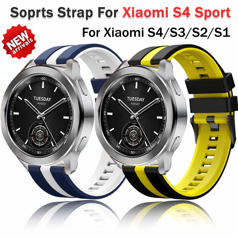 22 มม.กีฬายางสําหรับ Xiaomi นาฬิกา S4/S3/S2/S1 ซิลิคอนคู่สีสําหรับ Huawei GT3/GT4/GT2 สร้อยข้อมือซิลิโคน Xiaomi นาฬิกา S4 สร้อยข้อมือกีฬา