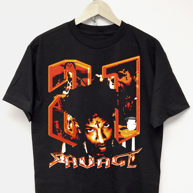 ใหม่ 21 Savage เสื้อยืด Vtg Rap Tee Drake Travis Scott Kanye West Dennis Rodman Merch