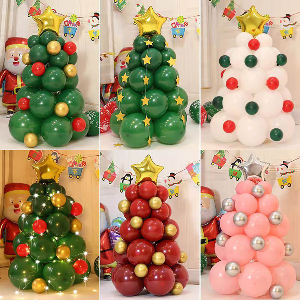 55ชิ้น/เซ็ตต้นคริสต์มาสบอลลูนพวงมาลัยชุดสีแดงสีเขียวสีชมพูคริสต์มาสลูกโป่งน้ํายาง ทําเอง ต้นคริสต์มาสบอลลูนโค้งสําหรับปีใหม่ตกแต่งคริสต์มาส