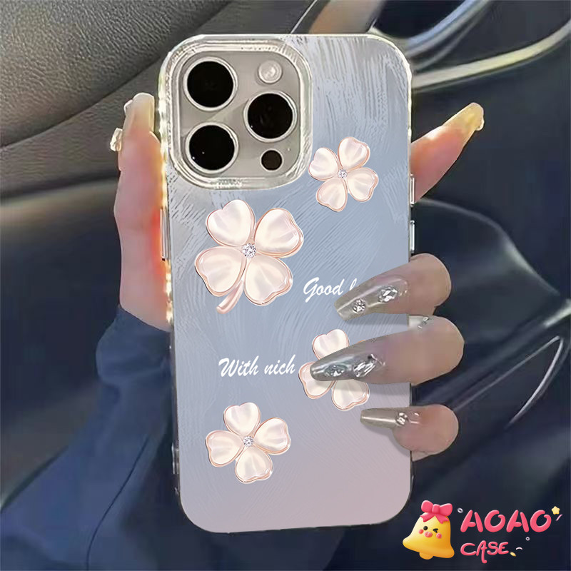 ฤดูใบไม้ผลิโคลเวอร์สดดอกไม้น้อยโชคดีนุ่ม เคสIPhone 16 15 11 13 14 12 Pro Max XR 16 7 8 Plus 11 Pro XS MAX X SE 14 Plus