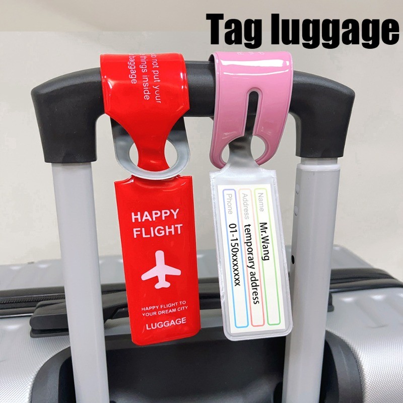 แท็กกระเป๋าเดินทางแบบพกพา Creative PVC Strip Baggage กระเป๋าเดินทาง ID Addres Holder Boarding Label Travel Accessories