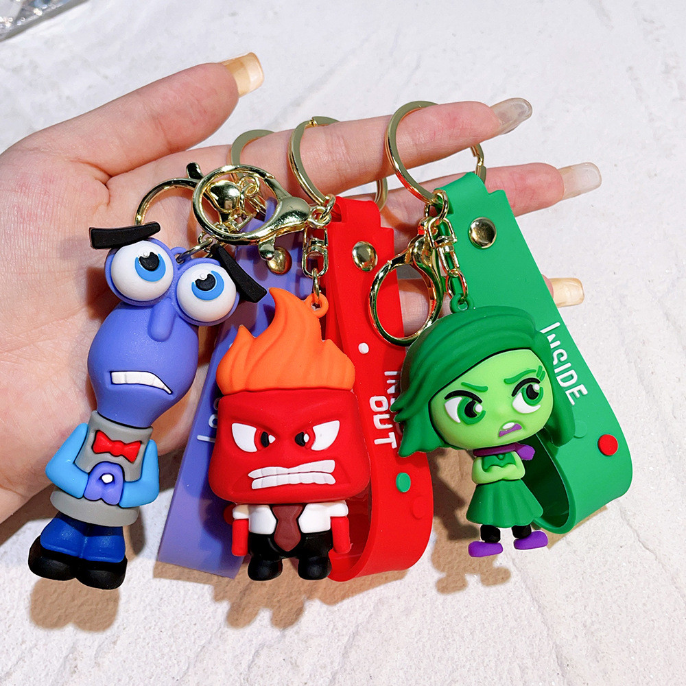 พวงกุญแจ Inside Out พวงกุญแจ Joy Anger Sadness น่ารัก PVC จี้รถประณีต