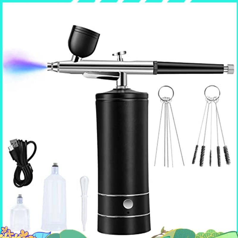 Super 1 Set Airbrush Kit ชุดแอร์บรัชไร้สายแบบชาร์จไฟได้คอมเพรสเซอร์ชุดแอร์บรัช