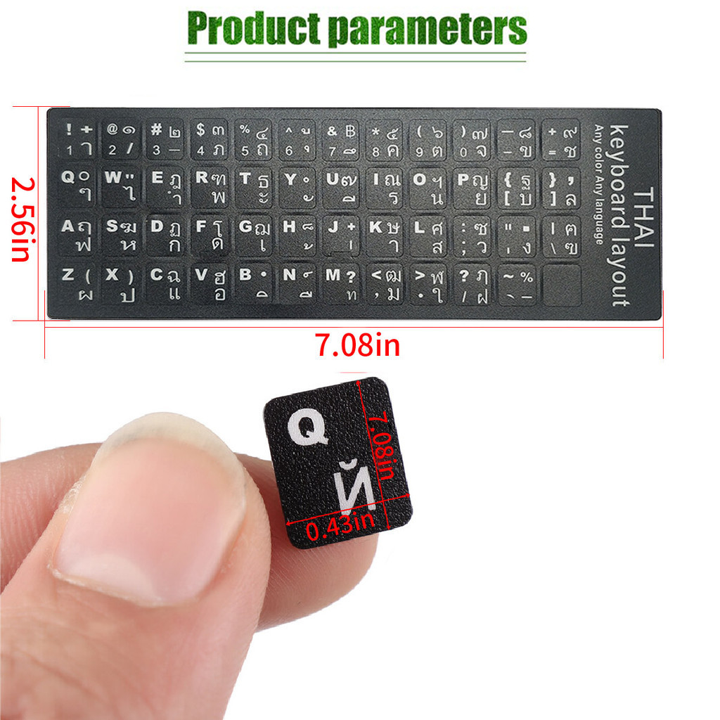 ร้านคนไทย! 1ชิ้น sticker keyboard thai สติ๊กเกอร์ภาษาไทยคีย์บอร์ด ภาษาอังกฤษ สีขาวดำ