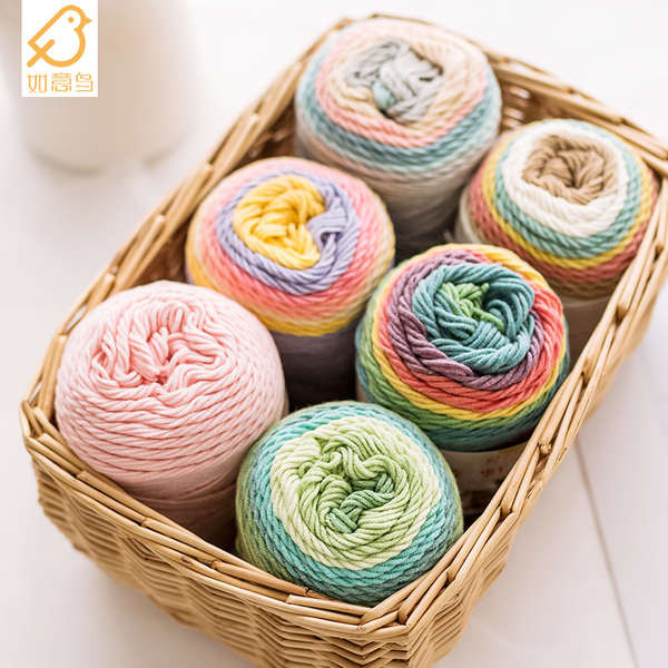 ไหมพรม 4ply ไหมพรม 8ply นก Ruyi, ผ้าฝ้ายสายรุ้ง, การย้อมสีส่วน, ผ้าฝ้ายนม, ผ้าพันคอทอมือ, หมอน, ผ้าห