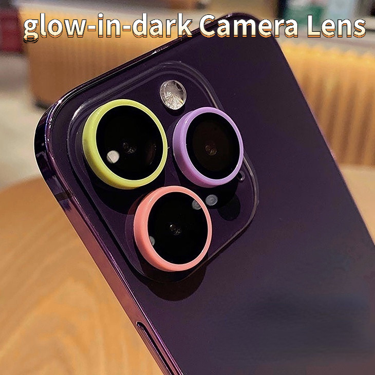 หรูหราเซรามิค Glow-in-the-dark กล้องเลนส์สําหรับ iPhone 16 Pro Max 15 14 13 12 11 Pro Max 16 Plus กล้องด้านหลังเลนส์แหวนป้องกันกันกระแทก