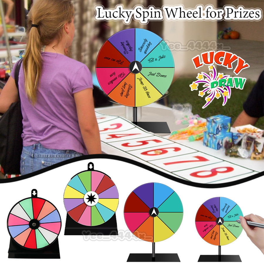 8/12 ช่อง Spin Wheel สําหรับรางวัลขาตั้ง Editable Prize Wheel Spinner สําหรับเกม Carnival & Engaging