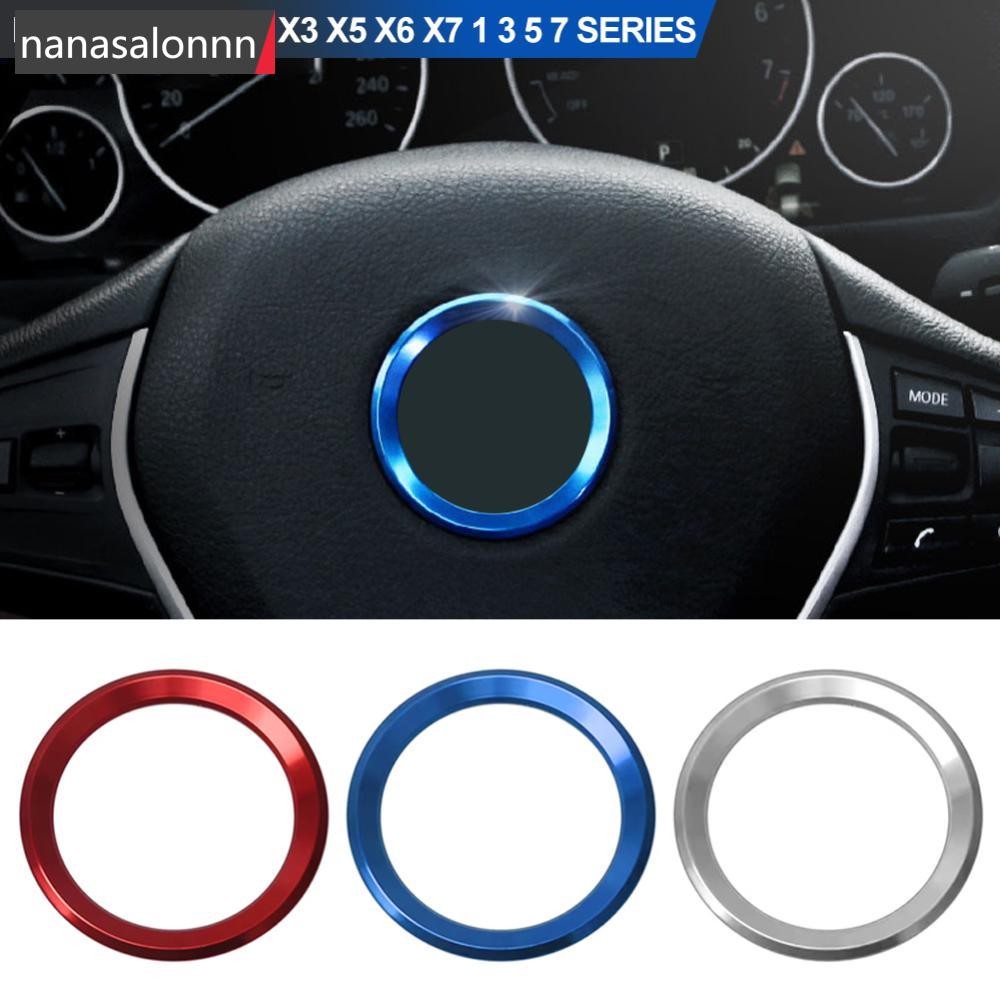 Nanasn| รถตกแต่งอลูมิเนียมแหวนพวงมาลัยวงกลมสติกเกอร์ตกแต่งภายในสําหรับ BMW X1 X2 X3 X5 X6 X7 1 3 5 7