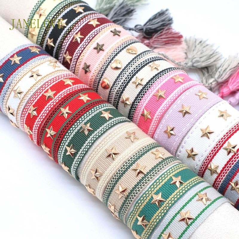 Jlove แฟชั่น Handmade สร้อยข้อมือ Chic พู่ Rivets กําไลข้อมือสไตล์โบฮีเมียนนาฬิกาข้อมือแนวโน้มเครื่องประดับอุปกรณ์เสริมสําหรับ Wom