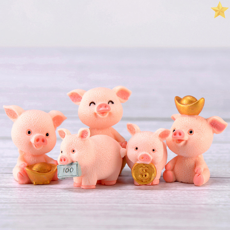 [FL] Fortune Pig Miniature Figurine Fairy Garden Dollhouse Decor Micro Landscape TH