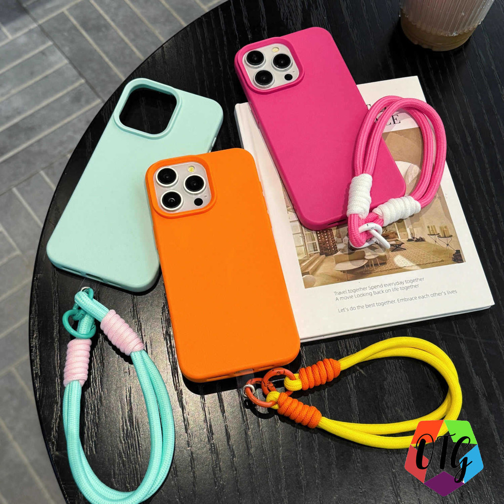 เคสมีสายคล้อง for IPhone 11 15 16 14 12 13 Pro Max XR 15plus เคสสวยรู้สึกได้ถึงผิว อ่อนนุ่ม ลายเสือดาว เรียบง่ายสีทึบเคส