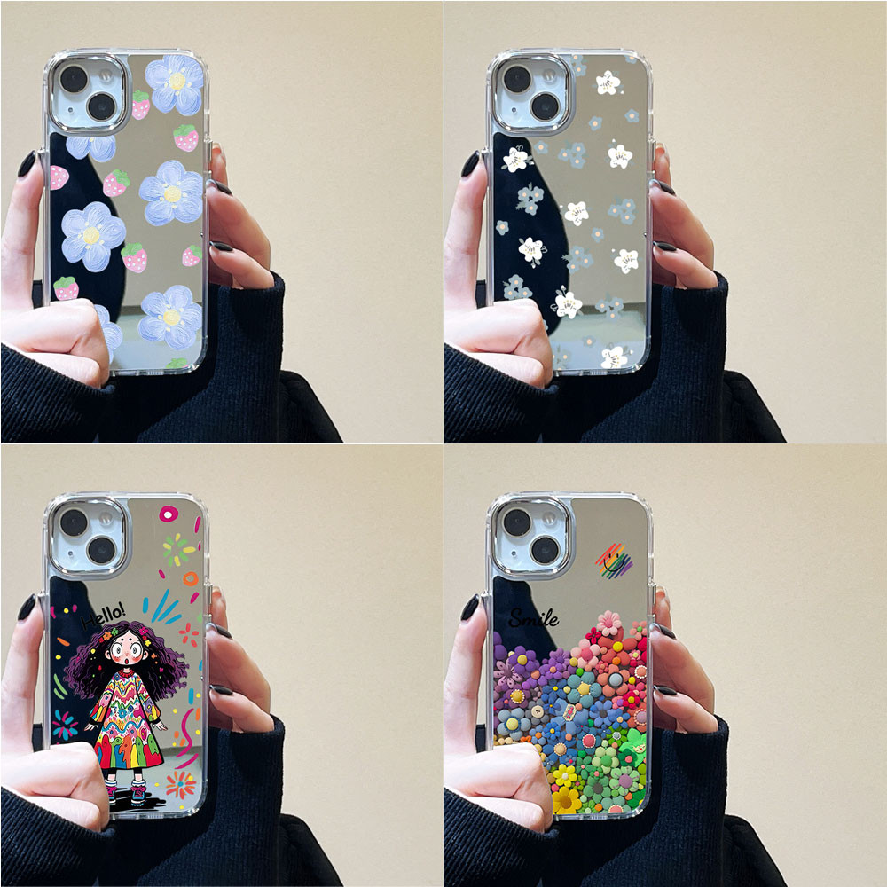 TPU กระจกแต่งหน้าเคส For iPhone 15 11 13 16 Pro Max 14 12 16pro 15pro 13pro 16promax 13promax 15promax เคสโทรศัพท์มือถือ