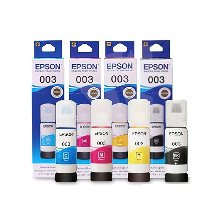 หมึกเติม Epson 003 BK C M Y for L3110/1110/3101/3100/3116/3150/5190/5196 ของแท้ แบบมีกล่อง