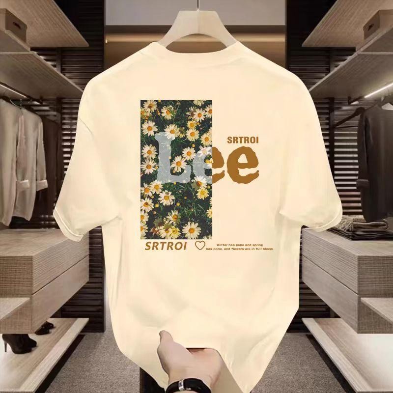 เสื้อยืดแขนสั้น คอกลม ผ้าฝ้ายแท้ พิมพ์ลาย สไตล์เกาหลี อินเทรนด์ ลำลอง สำหรับผู้ชาย ฤดูร้อน 2024 มาใหม่