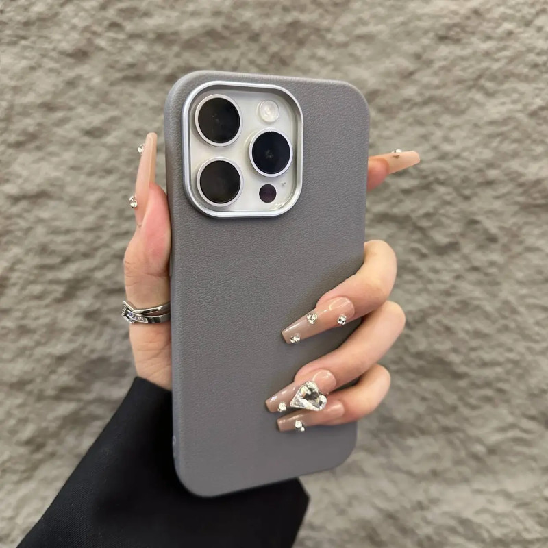 หรูหราสีทึบ bronzer หนังสีน้ําตาลเคสโทรศัพท์สําหรับ iPhone16 Pro MAX 15 14 13 12 11 Pro MAX IXS MAX XR XS กันกระแทกกล้องป้องกันนุ่มปกหลัง
