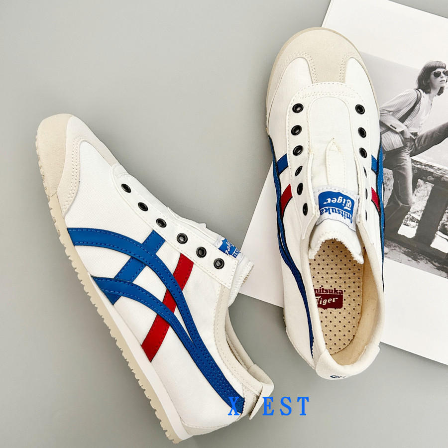 Onitsuka Tiger Onitsuka Tiger MEXICO 66รองเท้าลำลองรองเท้าขี้เกียจสีขาวน้ำเงินแดง1183a360-121 7pv2