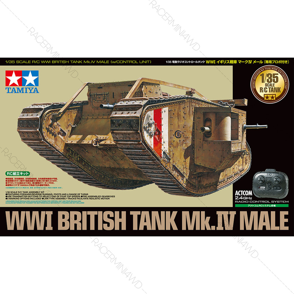 TAMIYA 48214 1/35 R/C WWI British Tank Mk.IV Male (w/Control Unit) รถถังบังคับทามิย่าแท้