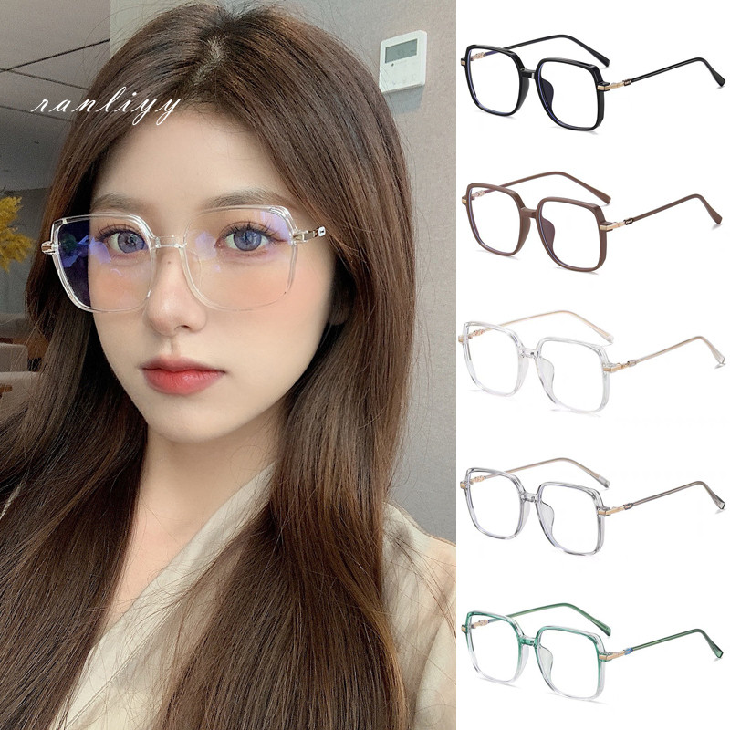ส่งเร็ว แว่นกรองแสงสีฟ้ากรอบสี่เหลี่ยมใหญ่สไตล์เกาหลีแฟชั่นป้องกันแสงสีฟ้าระดับไฮเอนด์แว่นตาผู้ชายและผู้หญิง-Ranliyy