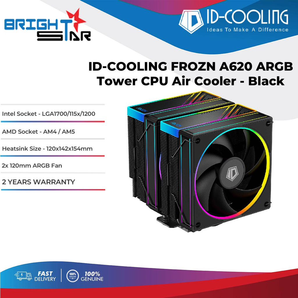 ID-COOLING FROZN A620 ARGB Tower CPU Cooler สีดํา - (LGA1700/1200/115X/AM4/AM5)
