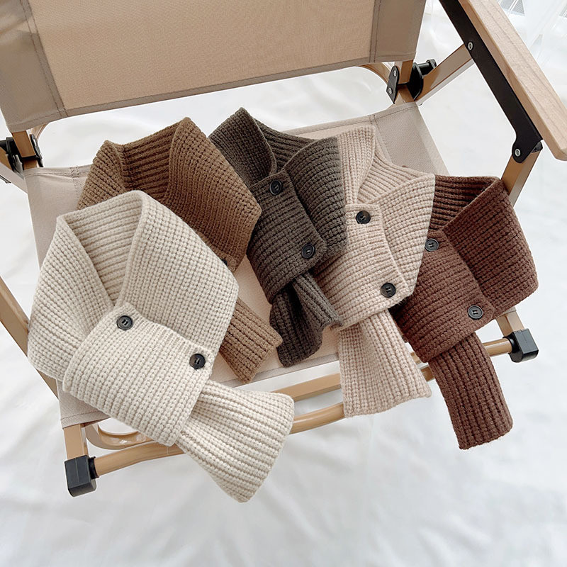 เด็กฤดูใบไม้ร่วงฤดูหนาวถักเอี๊ยมเด็กอบอุ่นขนสัตว์เอี๊ยมเด็กผ้าพันคอ