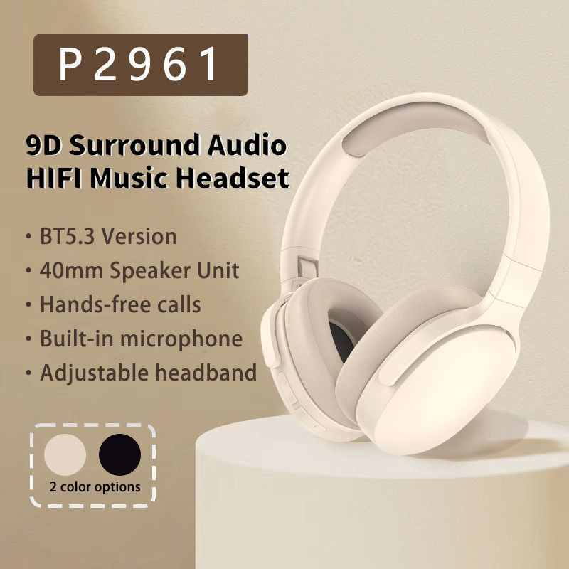 หูฟังไร้สาย P2961 หูฟังบลูทูธ 5.3 ชุดหูฟังสเตอริโอ HIFI หูฟังเกมพร้อมไมโครโฟน