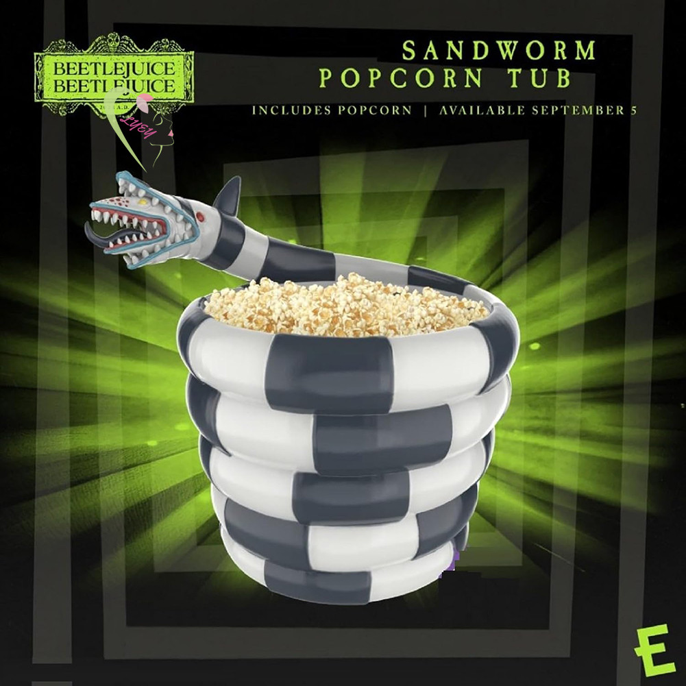 Beetlejuices Sandworm Popcorn Bucket คลาสสิก Sandworm ออกแบบ Beetle-juice พัดลมสะสมสําหรับตกแต่งบ้าน