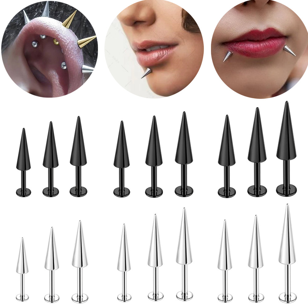 1pc 16G Labret Lip สแตนเลส Sharp Cone 6มม./8มม./10มม. Dimple เล็บ Helix ต่างหูเจาะสําหรับผู้ชาย/ผู้หญิง