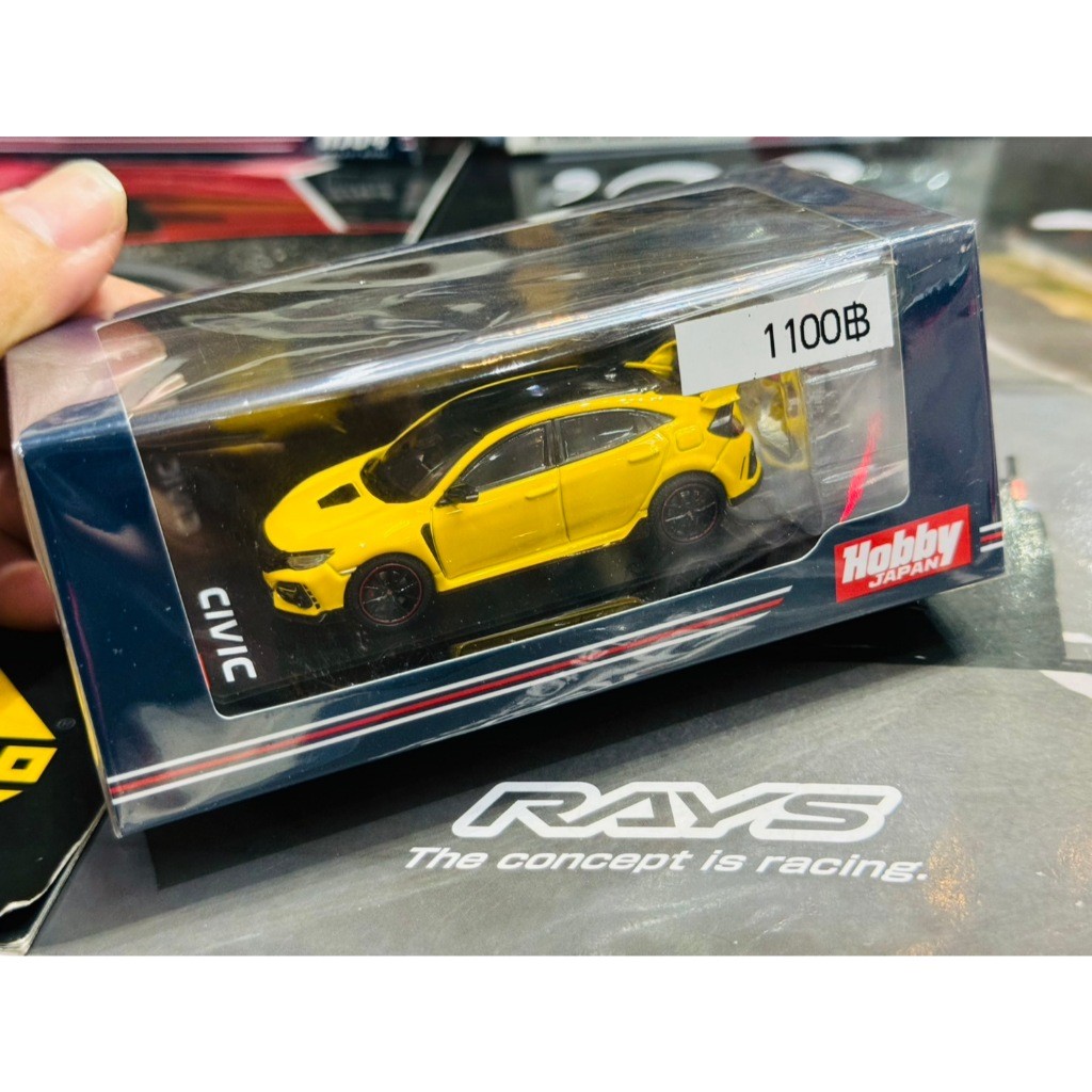 Model Car HOBBY JAPAN Honda CIVIC Type R Limited Edition FK8 2020 With Engine Sunlight Yellow Ⅱ 1/64