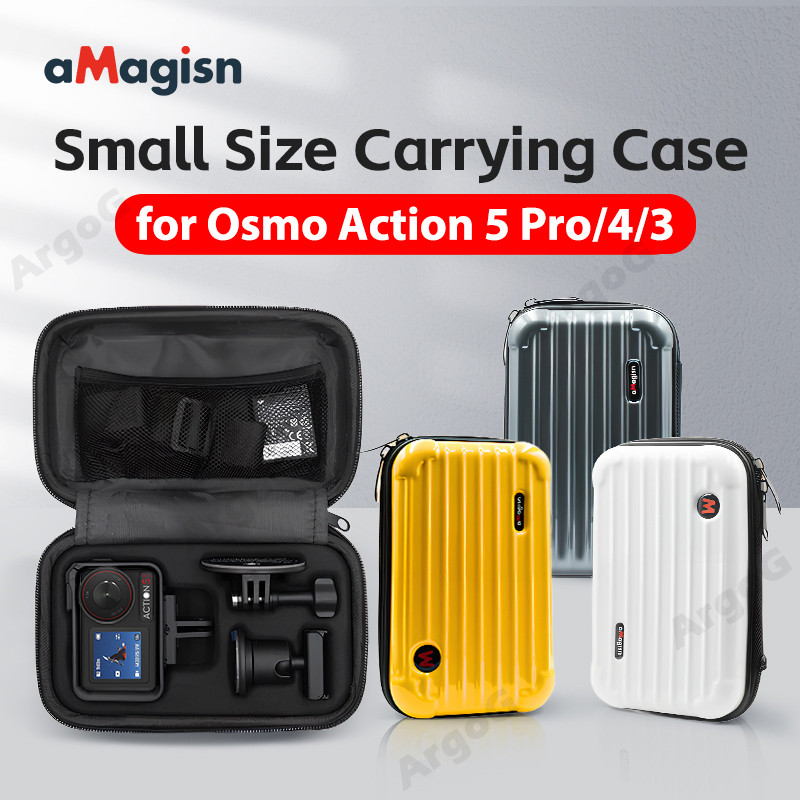Amagisn กระเป๋าถือสําหรับ Osmo Action 5 Pro/4/3 พื้นผิวกันน้ํา Mini Storage Case กระเป๋าเดินทางแบบพกพา DJI Action 5 Pro อุปกรณ์เสริม