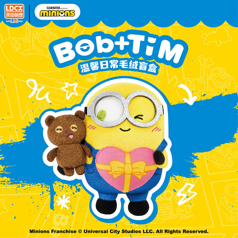 Little Yellow Man-BOB และ Tim Bear-Warm Daily Plush Series ของแท้ Blind Box Trendy Play Handed Doll