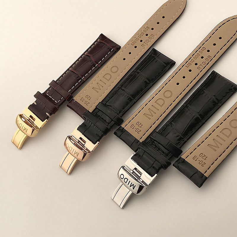 สําหรับนาฬิกา Mido หนังแท้ Baroncelli M8600 M7600 ผู้ชายและผู้หญิง Rudder Commander 20 มม.