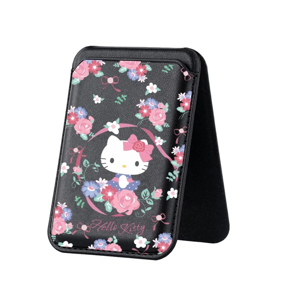 Rose Cat Pattern กระเป๋าสตางค์สําหรับ iPhone 16 15 14 13 12 11 Pro Max Plus Leather Card Phone Holder for Case Pocket Cover