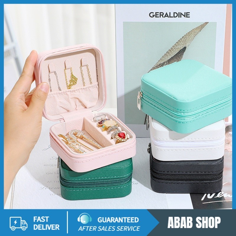 Casegrace กล่องเครื่องประดับ หนัง PU ผ้ากำมะหยี่ แบบพกพา ขนาดเล็ก สำหรับใส่ต่างหู สร้อยคอ กล่องเก็บเครื่องประดับสไตส์เกา
