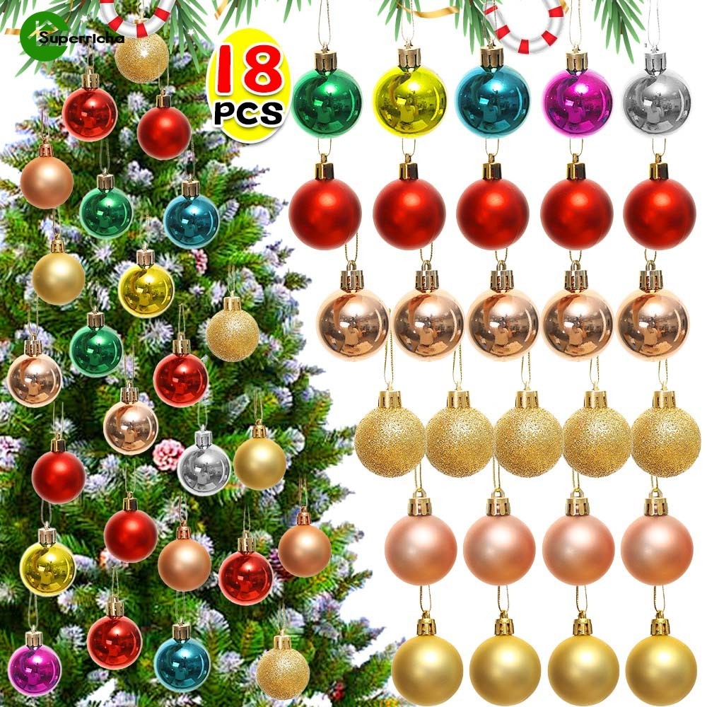 6/12/18 ชิ้น 4 ซม.ลูกบอลคริสต์มาสสีสันสดใส - เครื่องประดับตกแต่งลูกบอลแวววาว - ทอง, ชมพู, แดง, น้ําเงิน, เงิน - ต้นคริสต์มาสแขวนจี้ - ปีใหม่พรรคตกแต่งบ้าน