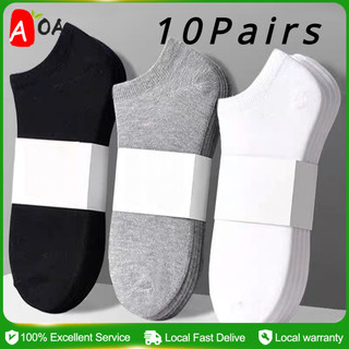10 Pairs Unisex Socks Cotton Plain Black/White Korean Summer Breathable Ankle Socks