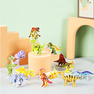 GeeToy ชุด 30 ชิ้น ของเล่นจิ๊กซอว์กระดาษ 3D สัตว์น่ารักและไดโนเสาร์จิ๊กซอว์ พัซเซิลการ์ตูนพกพาสำหรับเด็ก ของเล่นการศึกษาสำหรับเด็ก