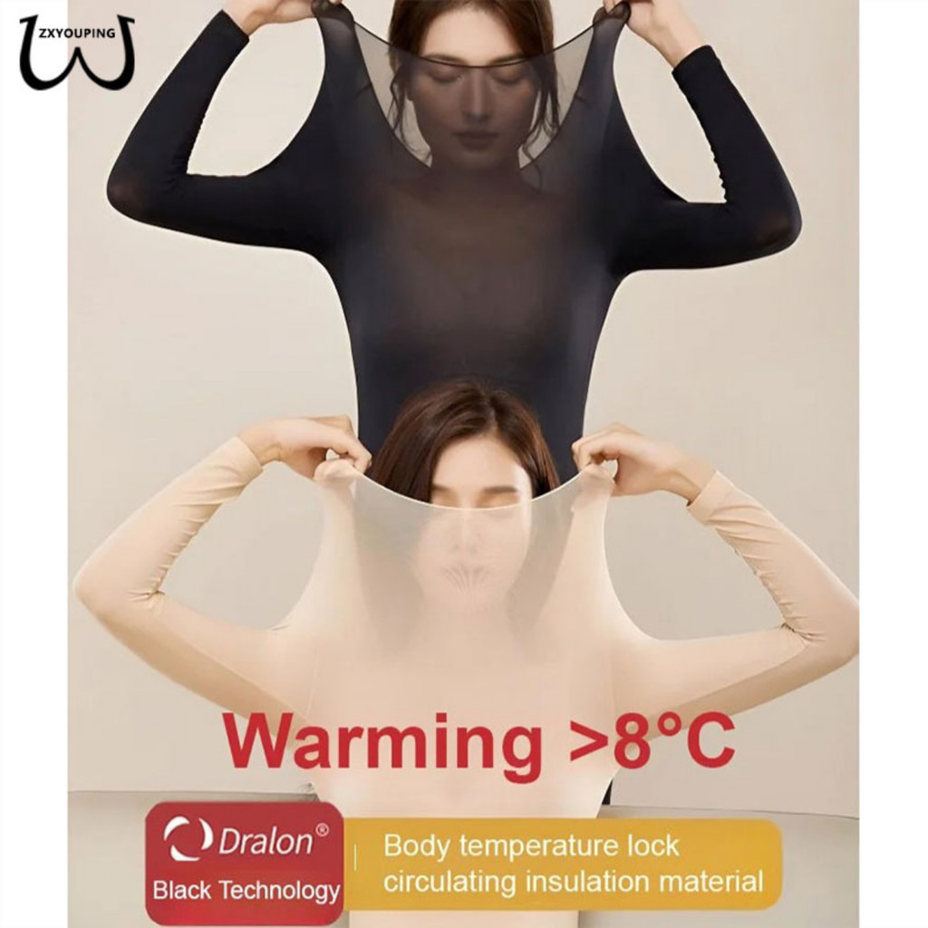 Zxyoupinghot[ความร้อนด้วยตนเอง] ชุดชุดชั้นในไร้รอยต่อ,Tuel skin-bautifying Clothing Base Warm Clothing/เป็นมิตรกับผิว/สบาย