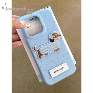 Iphone 16 15 14 13 12 11 Pro Max X Xr Xs Max 7 8 Plus SE2020 เคสโทรศัพท์ 3D DIY การ์ตูนน่ารักสุนัขสีลูกกวาด DotsSoft หนังปกหลัง