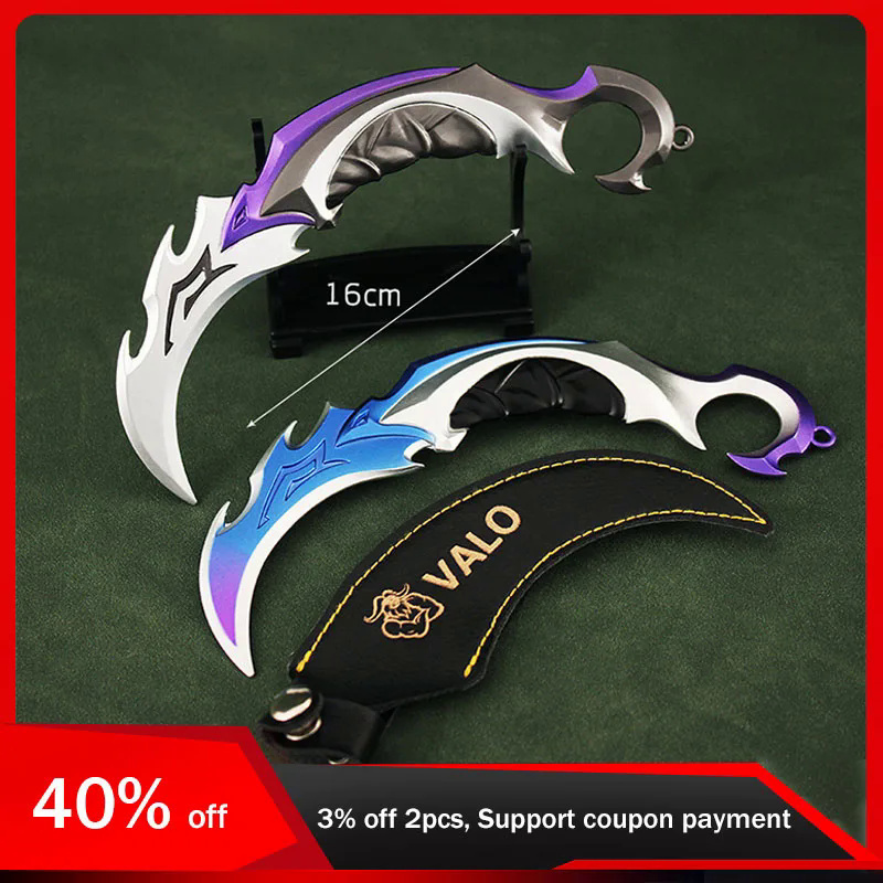 ✨ 16cm Valorant Reaver EP 5 Karambit Claw Knives with Holster Metal Weapon Model Toy Sword Cosplay G