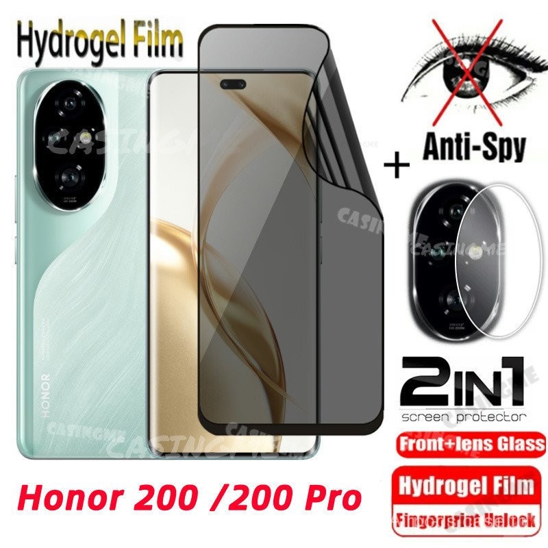 Honor 200 5G 200pro 2024 Soft Privacy hydrogel ฟิล์ม Anti-Spy คลุมทั้งหมดปกป้องหน้าจอสำหรับ honor200 200Honor 200 Pro 5G 200pro 4G 2024 Anti Peek ความเป็นส่วนตัวฟิล์มฟิล์มกล้อง M